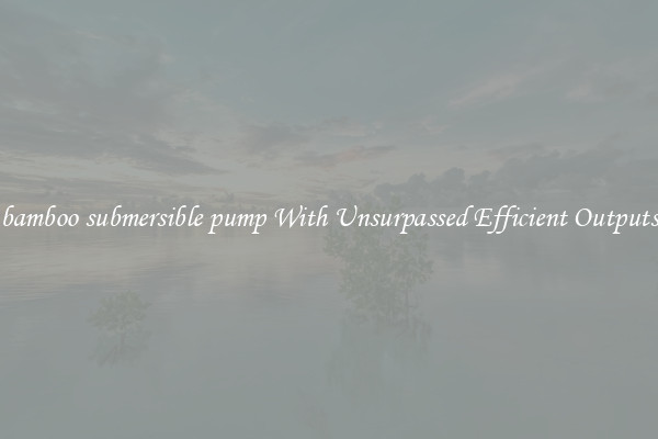 bamboo submersible pump With Unsurpassed Efficient Outputs