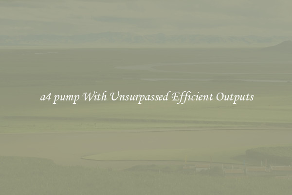 a4 pump With Unsurpassed Efficient Outputs